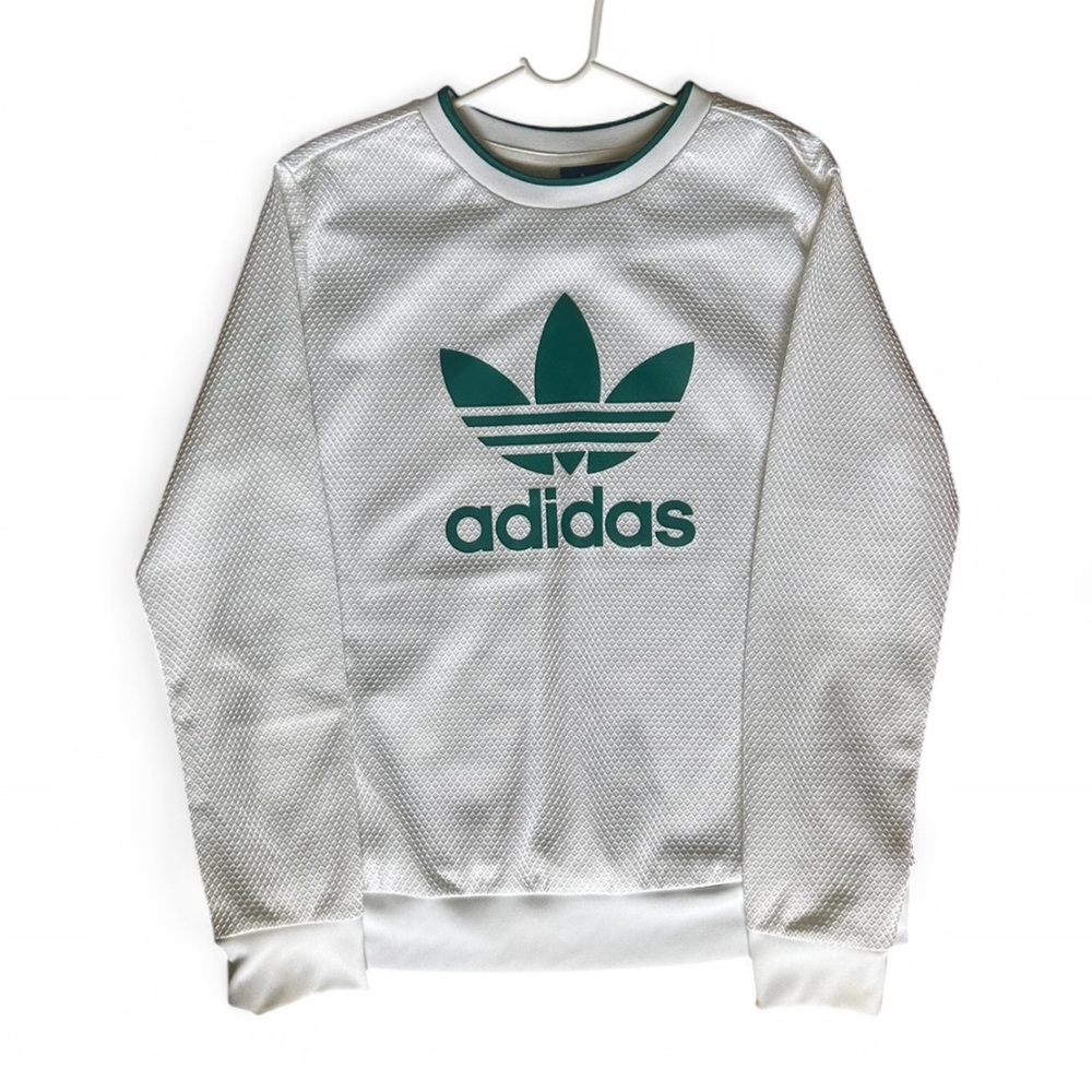 Adidas White/Green Women’s Sweatshirt Size L